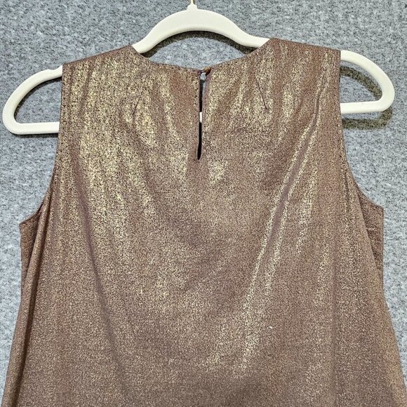 Tahari Linen Dress Womens Size 4 Bronze Metallic Knee Length Party Dress  Ruffle - Picture 8 of 16